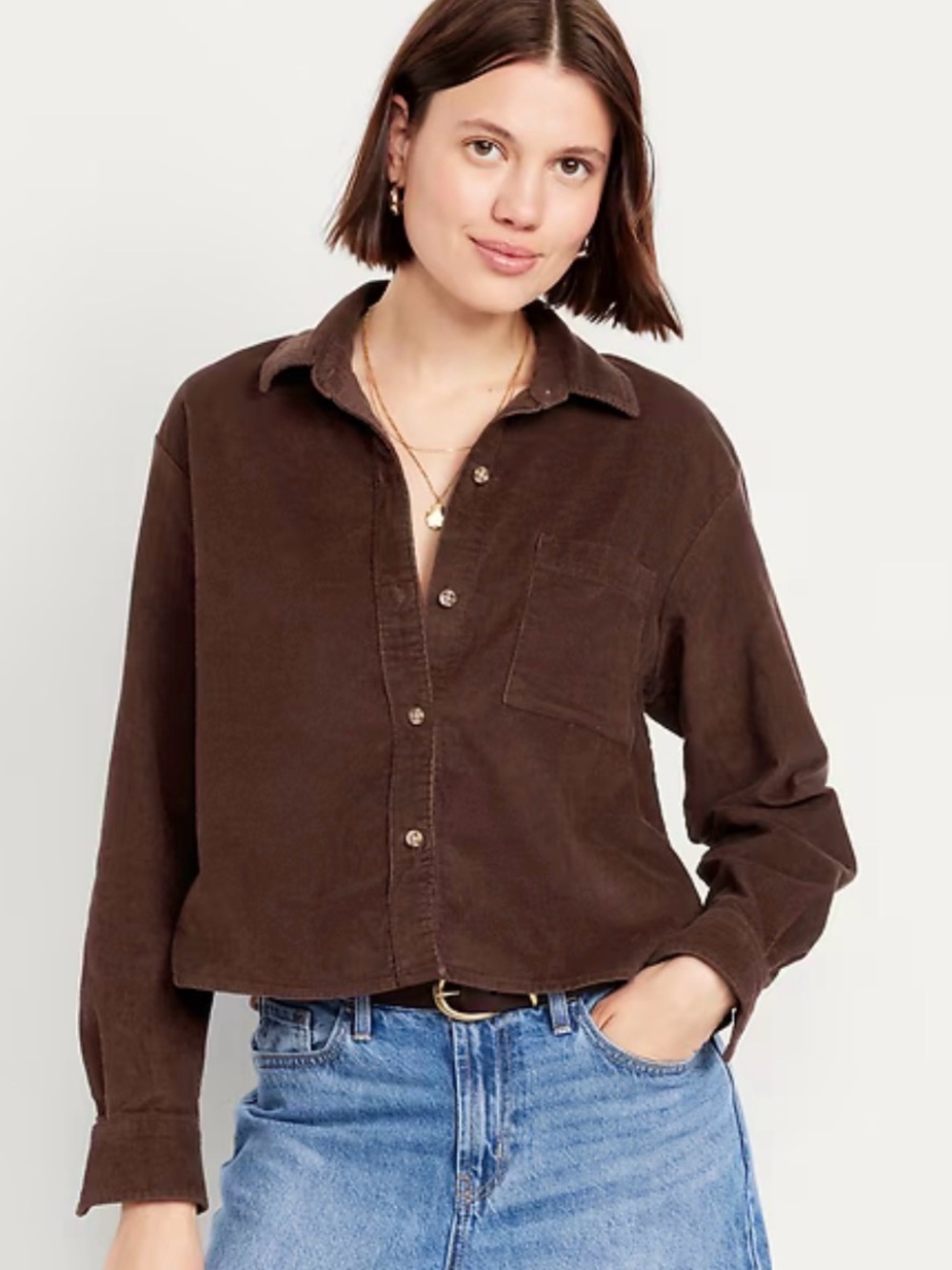 Old Navy cropped corduroy shirt